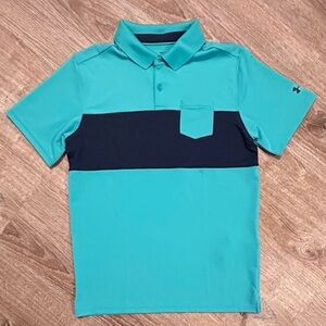 Under Armour Kids' XL Teal and Navy Polo Shirt